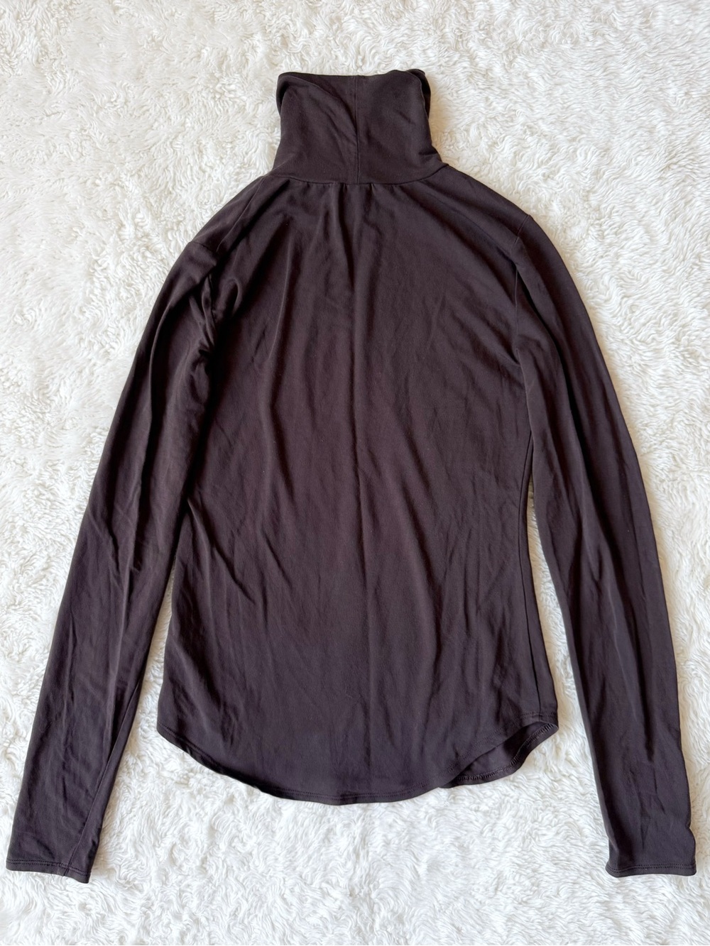Babaton Aritzia Woman Brown Stretch Fabric Turtleneck Long Sleeve MEDIUM Minimal - Picture 4 of 7